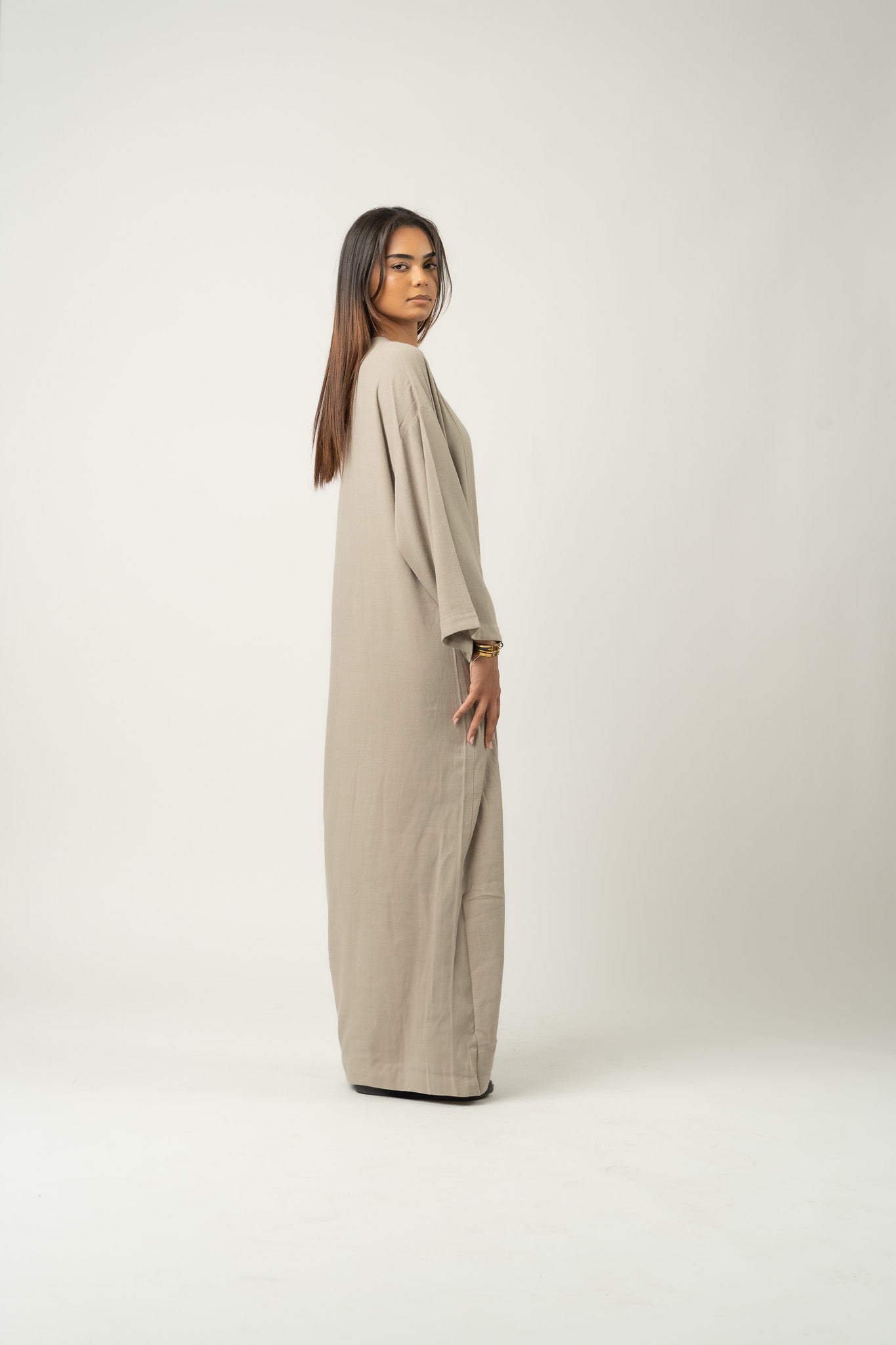 Robe longue maxi en mélange de lin Sauge