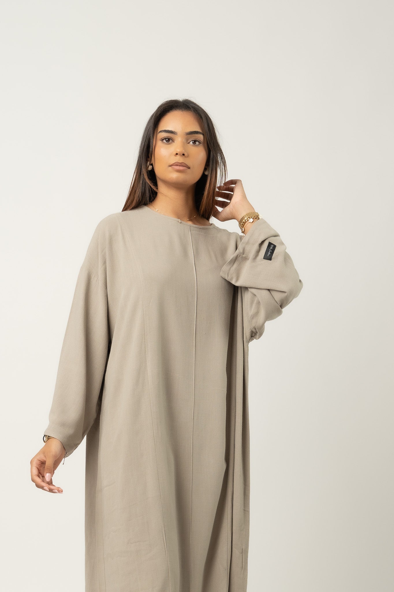 Robe longue maxi en mélange de lin Sauge