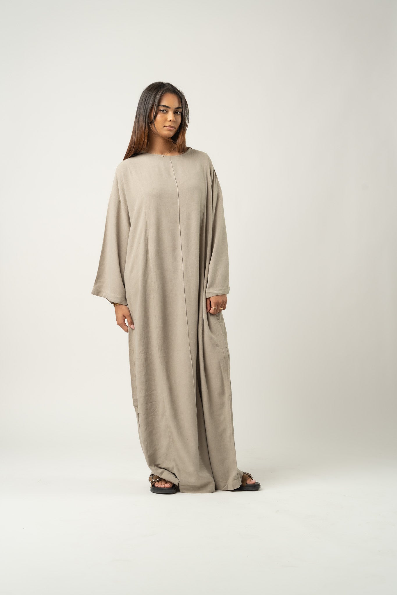 Robe longue maxi en mélange de lin Sauge