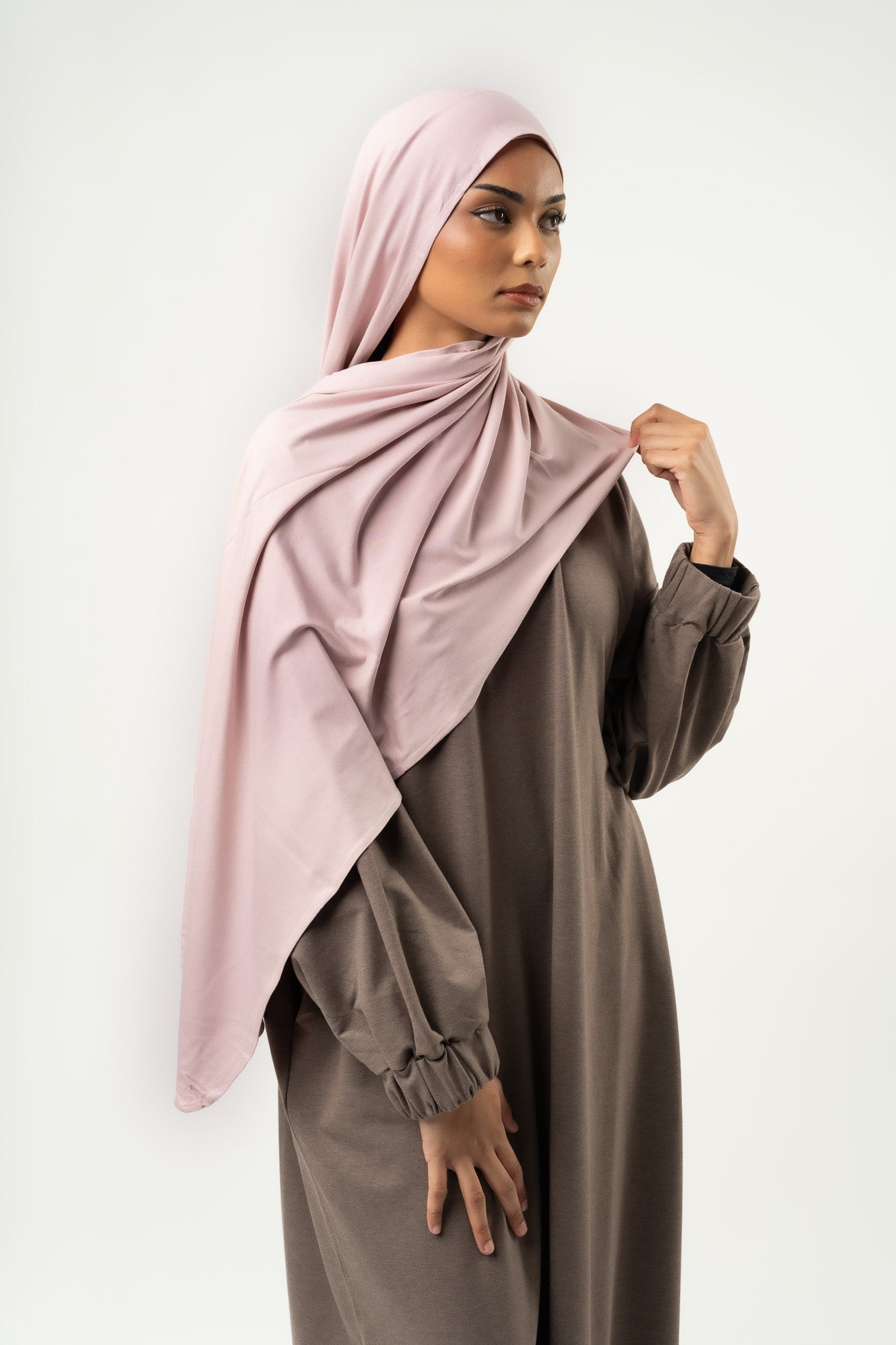 Pack Hijab & Bandeau en jersey rose pastel