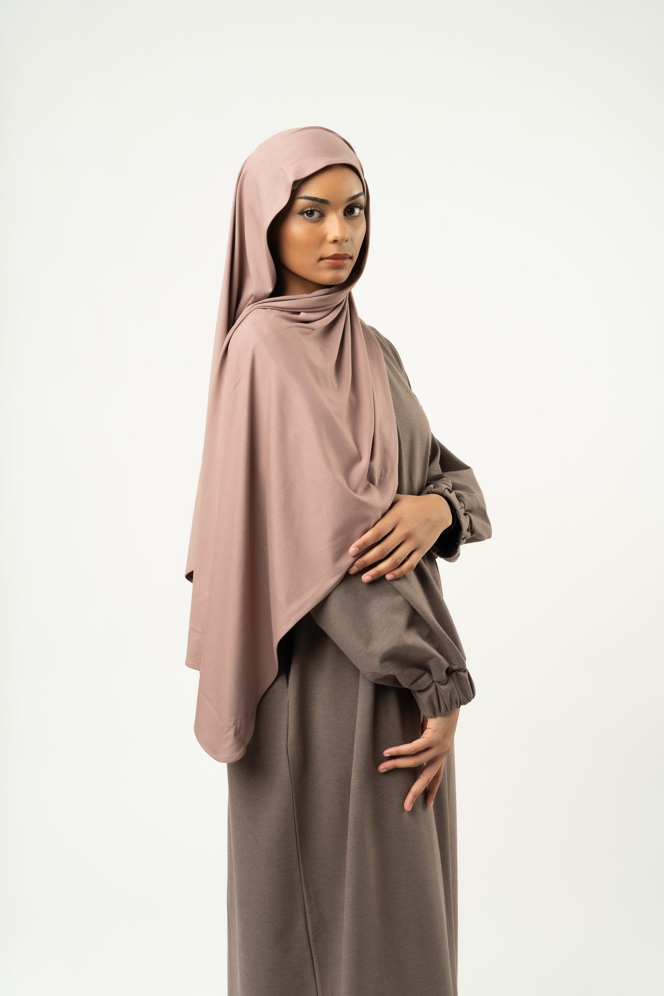 Pack Hijab & Bandeau  en jersey prune