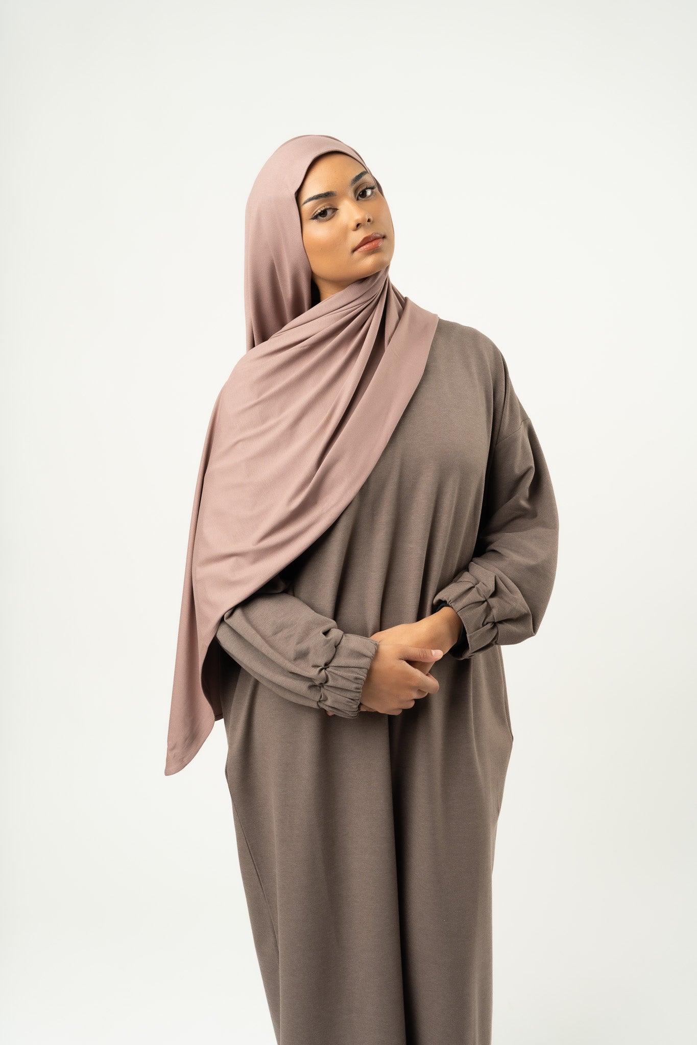 Pack Hijab & Bandeau  en jersey prune