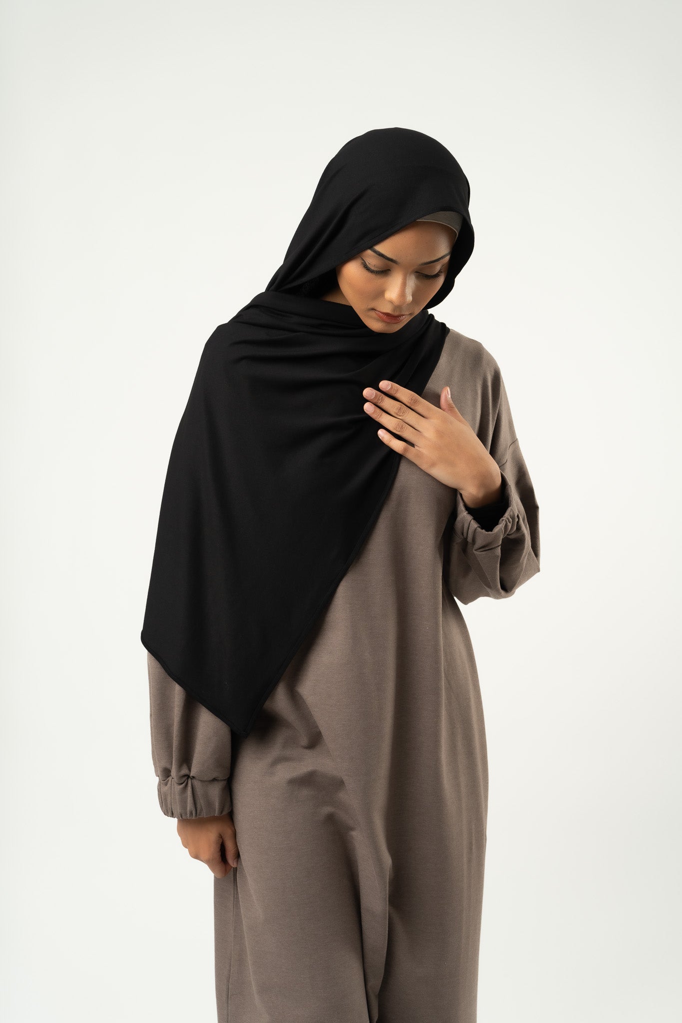 Pack Hijab & Bandeau en jersey noir