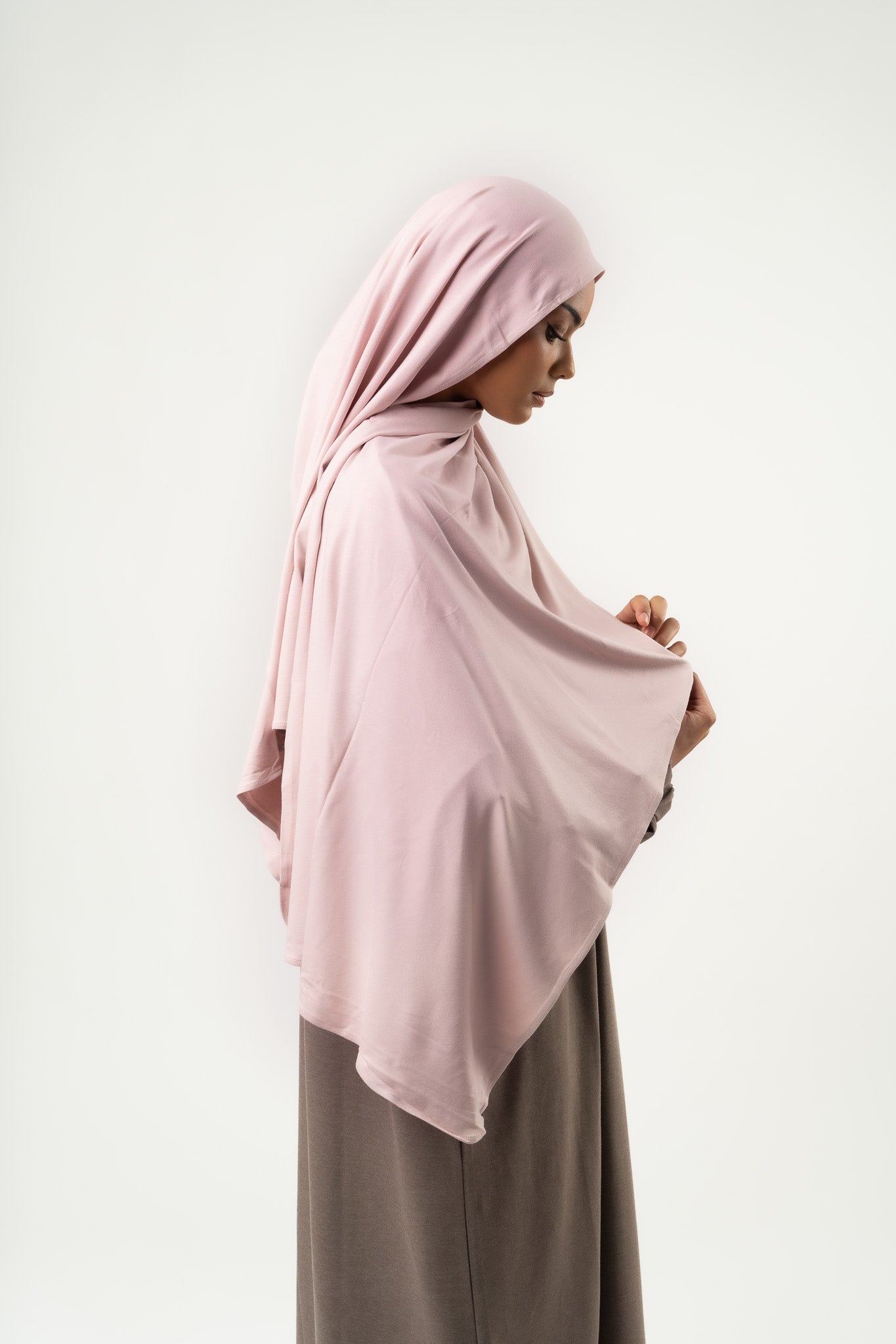 Pack Hijab & Bandeau en jersey rose pastel