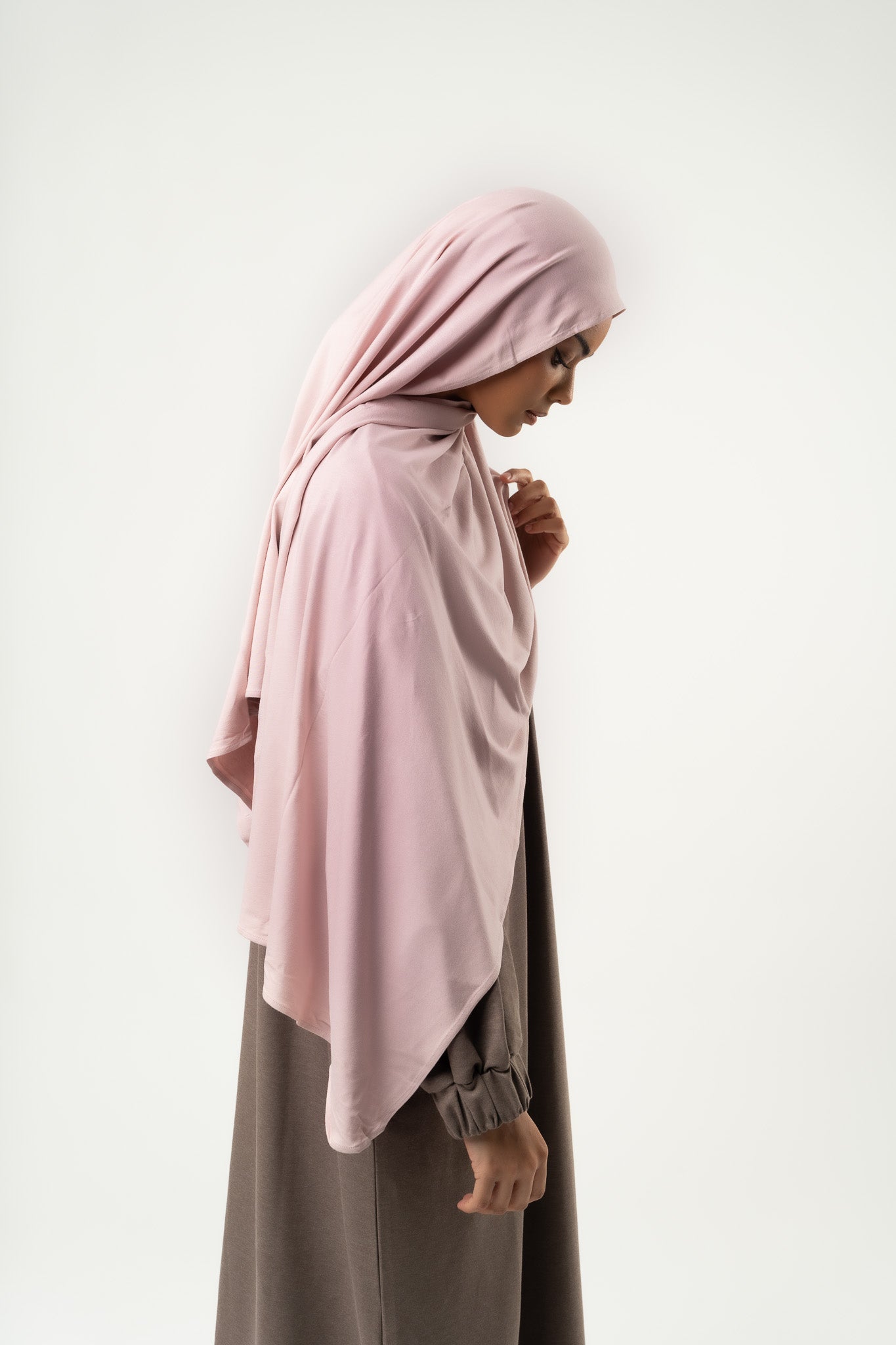 Pack Hijab & Bandeau en jersey rose pastel