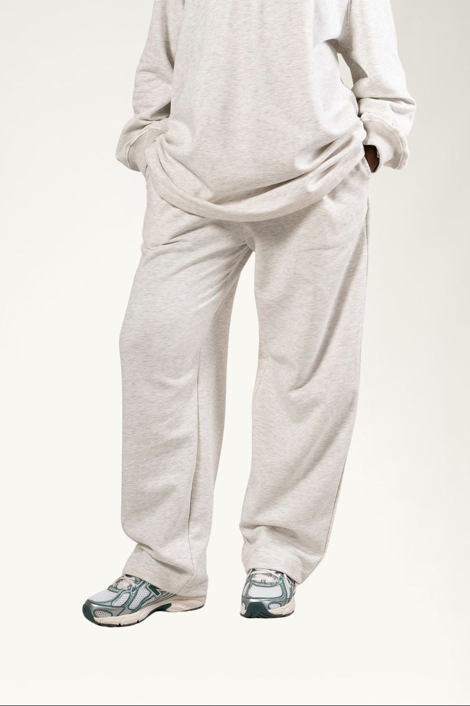 Jogging large gris clair chiné