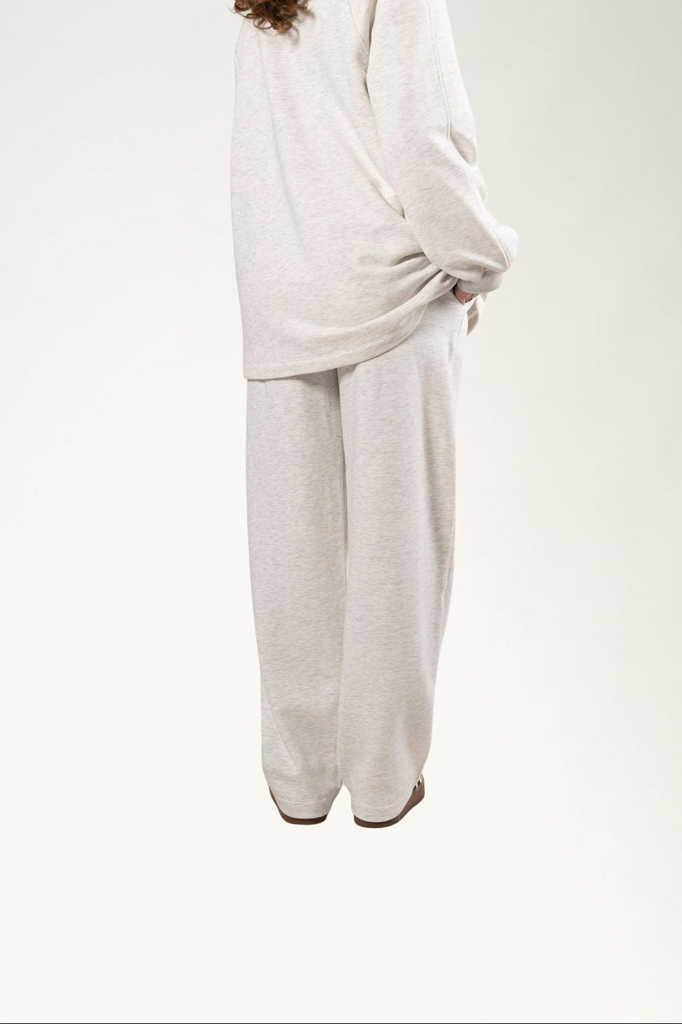 Jogging large gris clair chiné