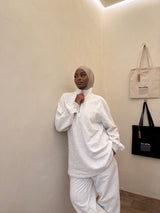 Sweat overzise à col montant zippé chiné