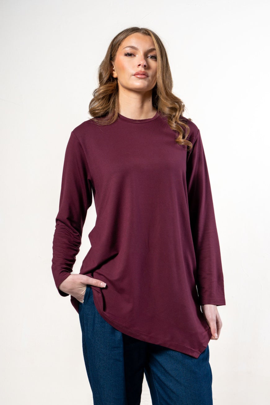 T-shirt asymétrique oversize Burgundy