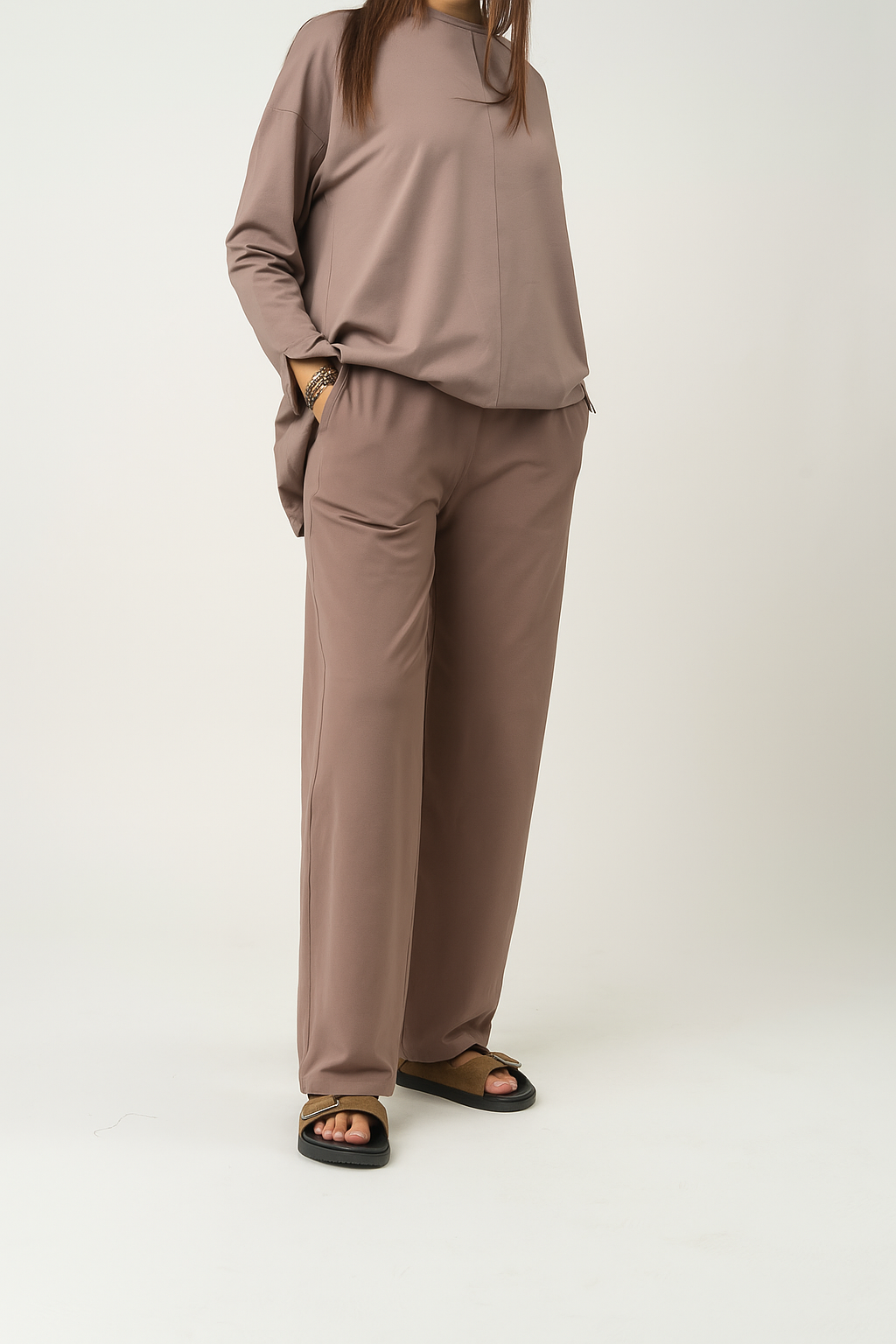 Pantalon ample en coton Mocca